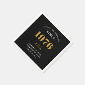Serviette En Papier 50th Birthday Name 1976 Black Gold Elegant Chic (Coin)