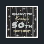 Serviette En Papier 50th Birthday Party Ajouter votre nom<br><div class="desc">Fêtez un anniversaire important avec ces fournitures personnalisables de fête d'anniversaire!</div>