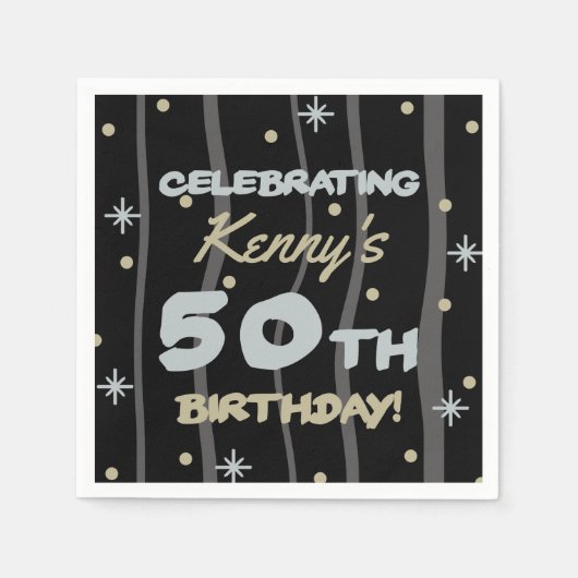 Serviette En Papier 50th Birthday Party Ajouter votre nom (Devant)
