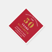 Serviette En Papier 50th Birthday Red And Gold Ajouter Votre Nom (Coin)