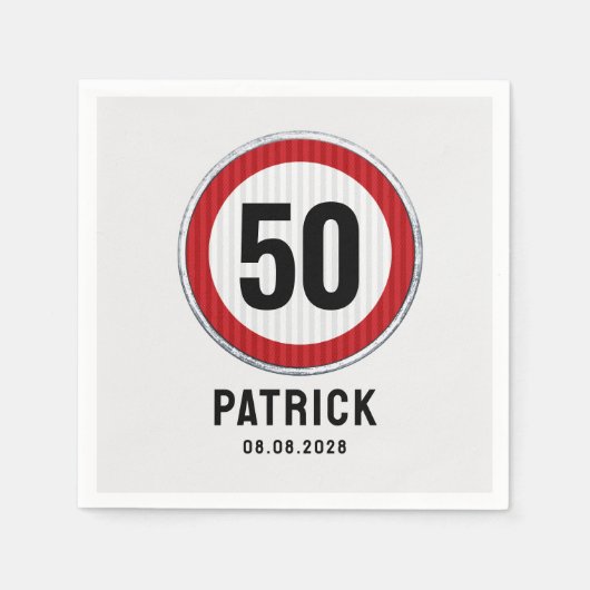 Serviette En Papier 50th Birthday Speed Limit Sign (Devant)