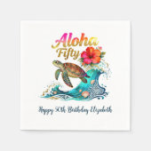 Serviette En Papier 50th Fifty Birthday Tropical Ocean Beach Theme (Devant)