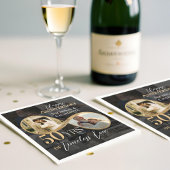 Serviette En Papier 50th Happy Anniversary Then & Now Gold Infinity