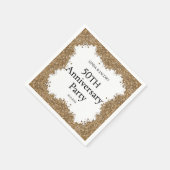 Serviette En Papier 50th Wedding Anniversary Gold Faux Glitter  (Coin)