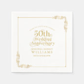 Serviette En Papier 50th Wedding Anniversary Gold Floral Frame (Devant)