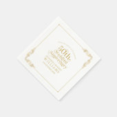 Serviette En Papier 50th Wedding Anniversary Gold Floral Frame (Coin)