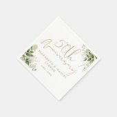 Serviette En Papier 50th Wedding Anniversary Greenery Gold Script (Coin)