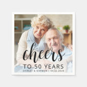 Serviette En Papier 50th Wedding Anniversary Photo Black Script Cheers (Devant)