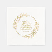 Serviette En Papier 50th Wedding Anniversary Typography  Gold Wreath (Devant)