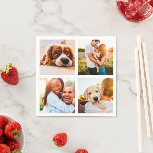 Serviette En Papier 50x Serviettes serviettes 4 Photo Collage Modèle (En situation)