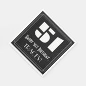 Serviette En Papier 51e anniversaire : Art Déco Inspiré Look "51" + No (Coin)