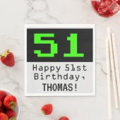 Serviette En Papier 51e anniversaire - Nerdy / Geeky Style "51" & Nom (En situation)