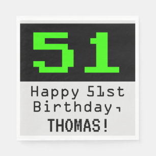 Serviette En Papier 51e anniversaire - Nerdy / Geeky Style "51" & Nom