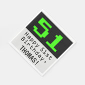 Serviette En Papier 51e anniversaire - Nerdy / Geeky Style "51" & Nom (Coin)