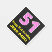 Serviette En Papier 51e anniversaire : Pink Stripes and Hearts "51" +  (Coin)