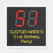 Serviette En Papier 51e anniversaire : Rouge Digital Clock Style "51" (Devant)