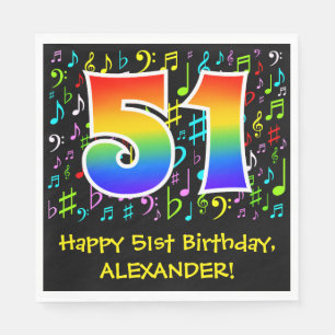 Serviette En Papier 51e anniversaire - Symboles de musique colorée, a