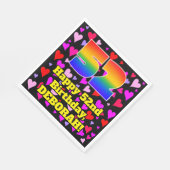 Serviette En Papier 52e anniversaire : Amour Hearts Motif, Arc-en-ciel (Coin)