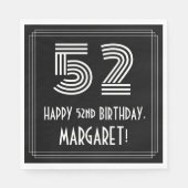 Serviette En Papier 52e anniversaire : Art Déco Inspiré Look "52" + No (Devant)