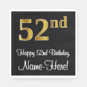 Serviette En Papier 52e anniversaire ~ Elégant Luxueux Faux Gold Look (Devant)
