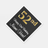 Serviette En Papier 52e anniversaire ~ Elégant Luxueux Faux Gold Look  (Coin)