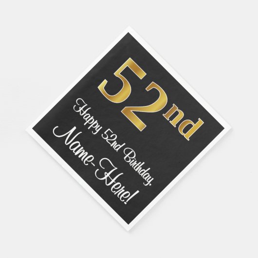 Serviette En Papier 52e anniversaire ~ Elégant Luxueux Faux Gold Look (Coin)