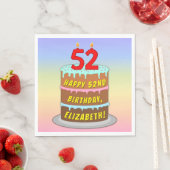 Serviette En Papier 52e anniversaire : Fun Cake and Candles + Nom pers (En situation)