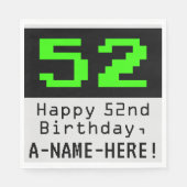 Serviette En Papier 52e anniversaire - Nerdy / Geeky Style "52" & Nom (Devant)