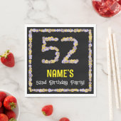 Serviette En Papier 52e Anniversaire : Nombre de fleurs florales, nom (En situation)
