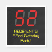 Serviette En Papier 52e anniversaire : Rouge Digital Clock Style "52"  (Devant)