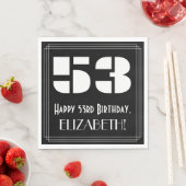 Serviette En Papier 53e anniversaire : Art Déco Inspiré Look "53" + No (En situation)