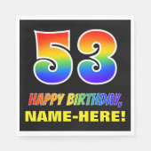 Serviette En Papier 53e anniversaire : Bold, amusant, simple, arc-en-c (Devant)