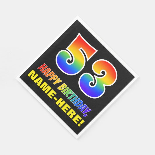 Serviette En Papier 53e anniversaire : Bold, amusant, simple, arc-en-c (Coin)