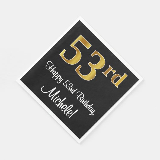 Serviette En Papier 53e anniversaire ~ Elégant luxe Faux Gold Look # (Coin)