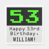 Serviette En Papier 53e anniversaire - Nerdy / Geeky Style "53" & Nom (Devant)