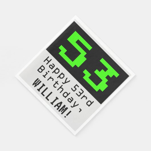 Serviette En Papier 53e anniversaire - Nerdy / Geeky Style "53" & Nom (Coin)