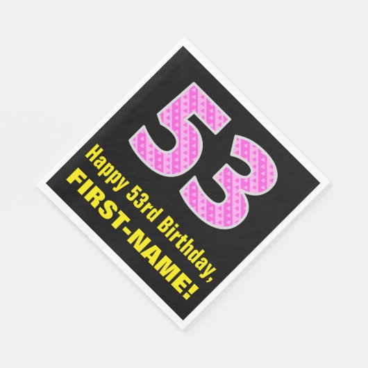 Serviette En Papier 53e anniversaire : Pink Stripes and Hearts "53" + (Coin)