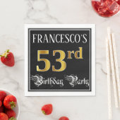 Serviette En Papier 53rd Birthday Party — Fancy Script, Faux Gold Look (En situation)