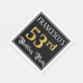 Serviette En Papier 53rd Birthday Party — Fancy Script, Faux Gold Look (Coin)