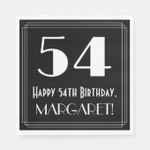 Serviette En Papier 54e anniversaire ~ Art Déco Inspiré Look "54", Nom (Devant)