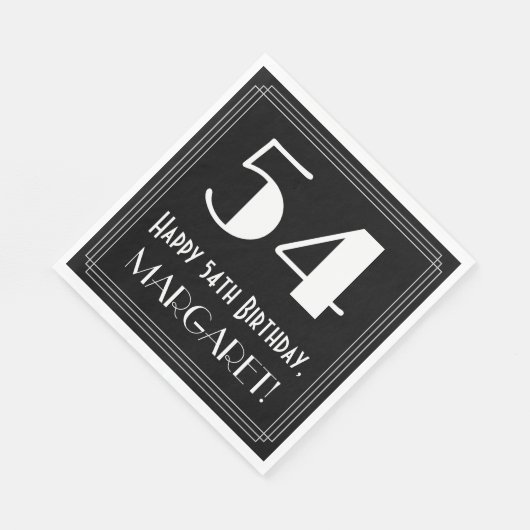 Serviette En Papier 54e anniversaire ~ Art Déco Inspiré Look "54", Nom (Coin)
