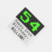 Serviette En Papier 54e anniversaire - Nerdy / Geeky Style "54" & Nom (Coin)