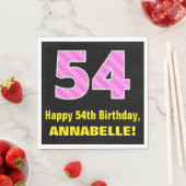 Serviette En Papier 54e anniversaire : Pink Stripes and Hearts "54" + (En situation)