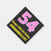 Serviette En Papier 54e anniversaire : Pink Stripes and Hearts "54" + (Coin)