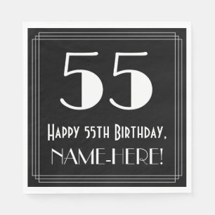 Serviette En Papier 55e anniversaire ~ Art Déco Inspiré "55", Nom