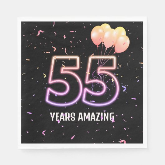 Serviette En Papier 55e anniversaire Balloons et Confetti (Devant)