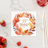 Serviette En Papier 55e anniversaire du Mariage automne floral (En situation)