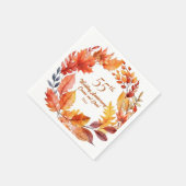 Serviette En Papier 55e anniversaire du Mariage automne floral (Coin)