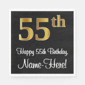 Serviette En Papier 55e anniversaire ~ Elégant Luxueux Faux Gold Look  (Devant)