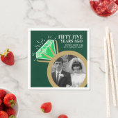 Serviette En Papier 55e anniversaire fête émeraude bague or photo (En situation)